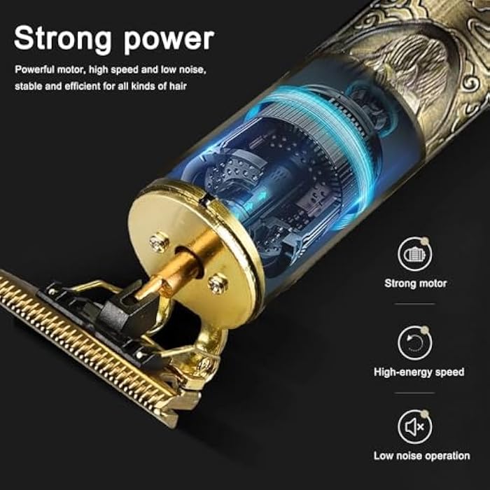 Endzone Professional Rechargeable Digital Display Cordless Beard Hair Trimmer Kit with Guide Combs Brush USB Cord for Men, Family or Pets Rechargeable Li-ion Battery 120 minutes Runtime - Gold - Image 4